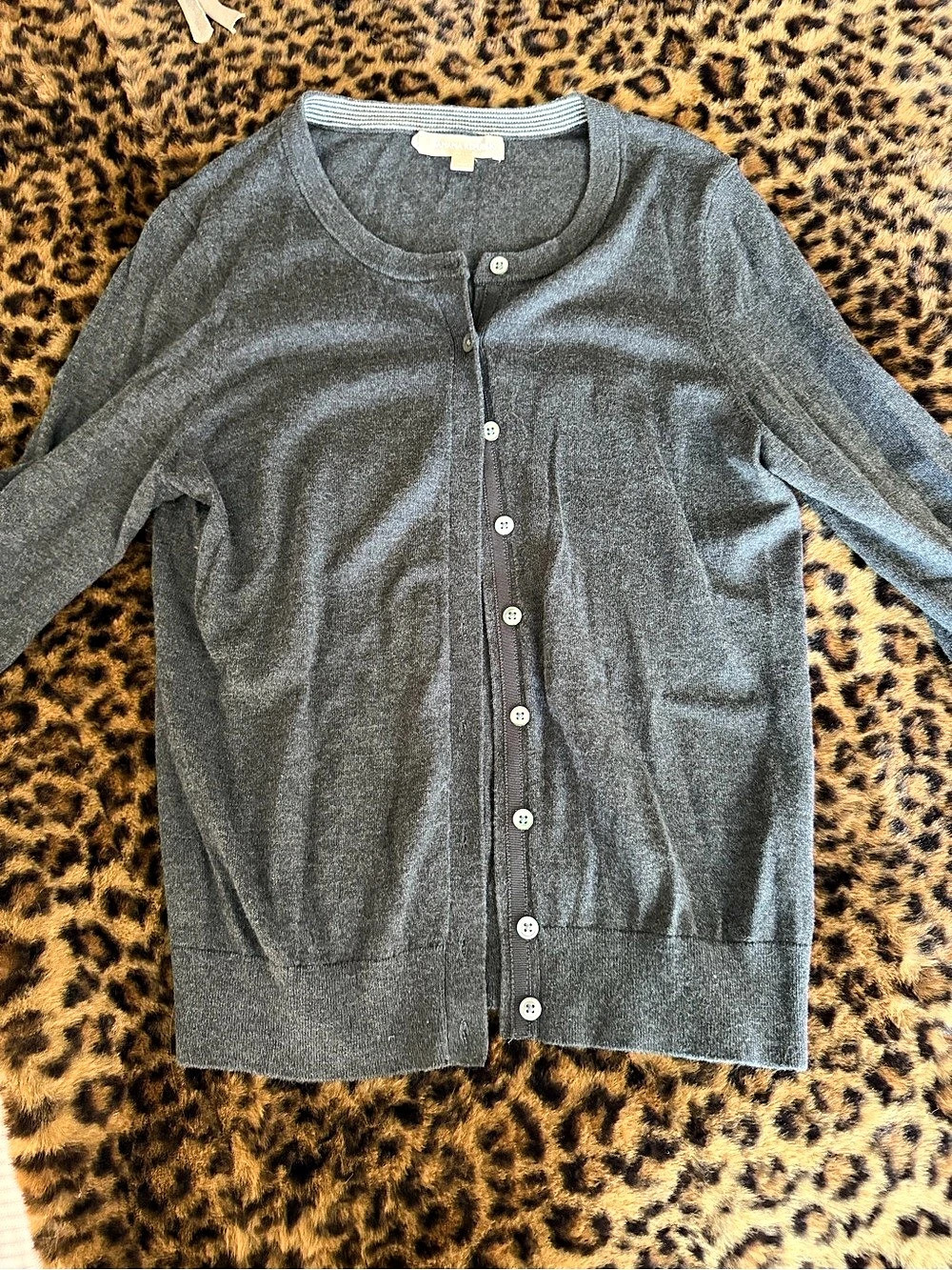 Silk Blend Banana Republic Women's Gray Button-Front Cardigan